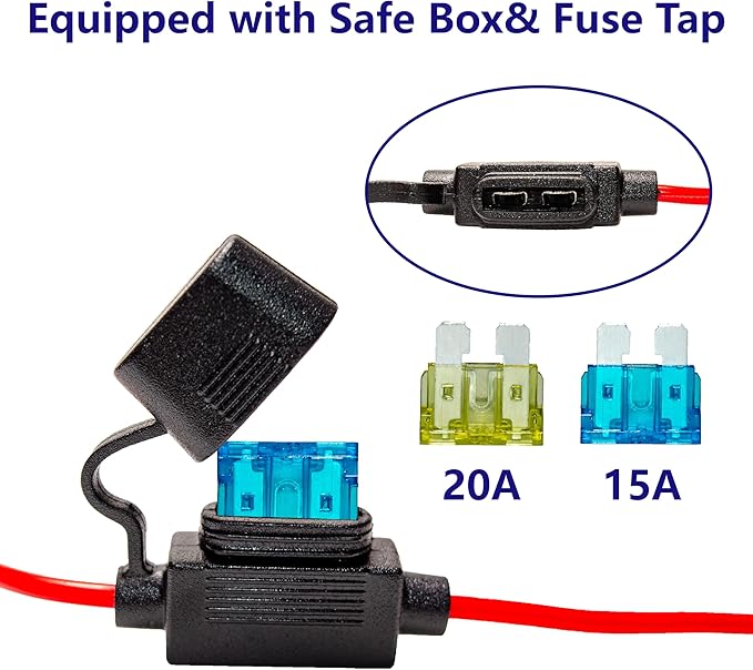 10AWG 6FT Charger Cable, SAE to O Ring Terminal Quick Disconnect Harness, 2 Pin SAE Connectors Extension Cables Cord with 15& 20A Fuse for Car, Motorcycle, Solar Panel