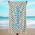 JML Personalized Beach Towel with Name, Custom Flower Beach Towel, Customized Microfiber Pool Towel, Quick Dry & Absorbent Swim Towel for Adult,Anniversary, Birthday, Summer Holiday,Vacation