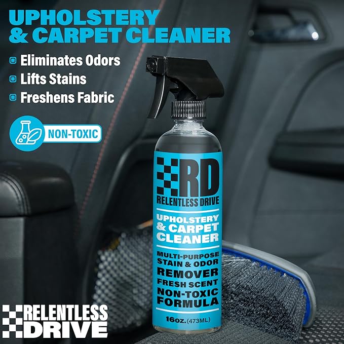 Car Interior Carpet & Upholstery Seat Cleaner — Safe for All Cars — for Carpets, Seats, Floor Mats, Home, Office & More — 16oz Cleaner Kit