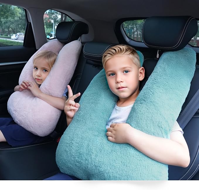 Neck Pillow for Kids Travel Provides Double Support to The Head and Neck in Any Sleeping Position on Flights, Car, and at Home, Comfortable Airplane Travel Pillow