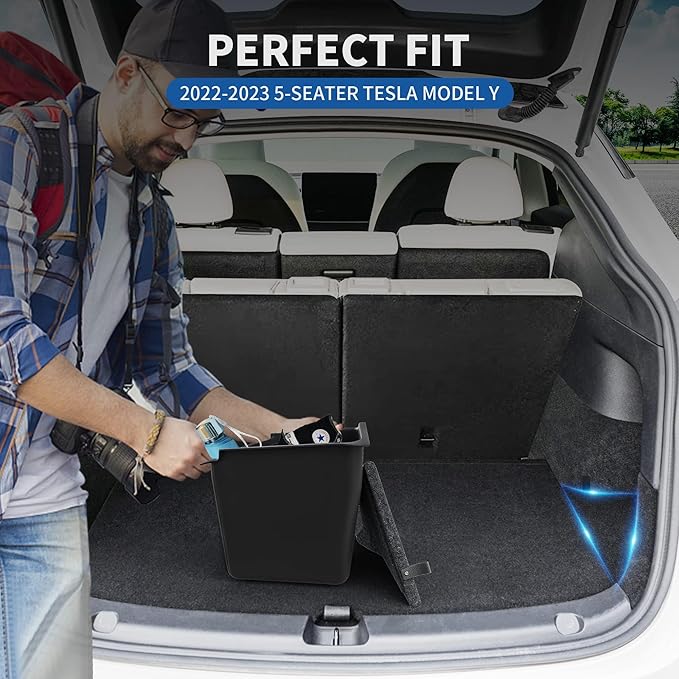 oEdRo 2022 2023 Tesla Model Y Trunk Storage Bins for 5-Seater, Rear Trunk Organizer Side Storage Boxs with Lids, ABS Waterproof Odorless Protector Packets Accessories