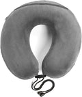 TRAVELREST Travel Essential Neck Pillow - Memory Foam, Washable Micro-Fiber Cover, Soft and Comfortable Head Support for Long Flights, Compact, Attaches to Luggage, Airplanes, Cars, Bus - (Grey, Curl)