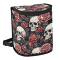 MNSRUU Car Trash Can with Lid, Gothic Skull and Flower Car Trash Bag Hanging Organizers and Storage for Front Back Seat, Leak-Proof Trash Bin