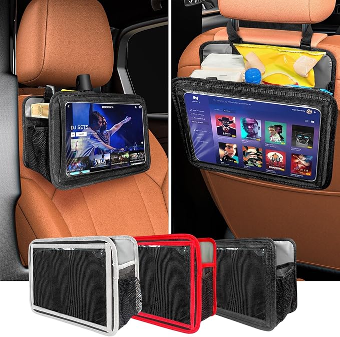 Car Seat Back Organizer Tablet Holder, Vehicle Front Seat, Personal Travel Storage Bag For Adults & Kids Car Accessories Interior & Travel Essentials(Black)