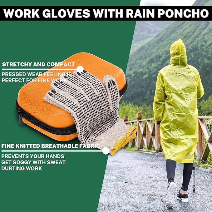 Car Roadside Emergency Kit with Battery Jumper Cables,Car Accessories for Men or Women,Automotive Safety Kit for Car,Vehicle, Truck or SUV,Gifts for Men or Him, Orange