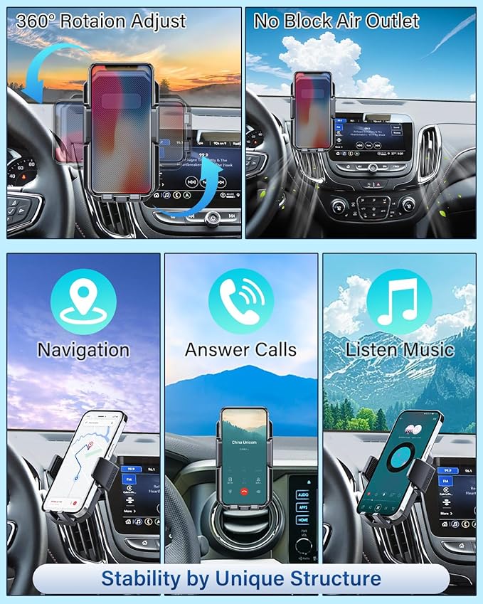 PZK Car Phone Mount for Toyota Tundra 2007 2008-2011 2012 2013 /Sequoia 2008-2011 2012 2013 Accessories Custom Air Vent Phone Holder Auto Lock Hands Free 360° Rotation Cell Phone Automobile Cradles