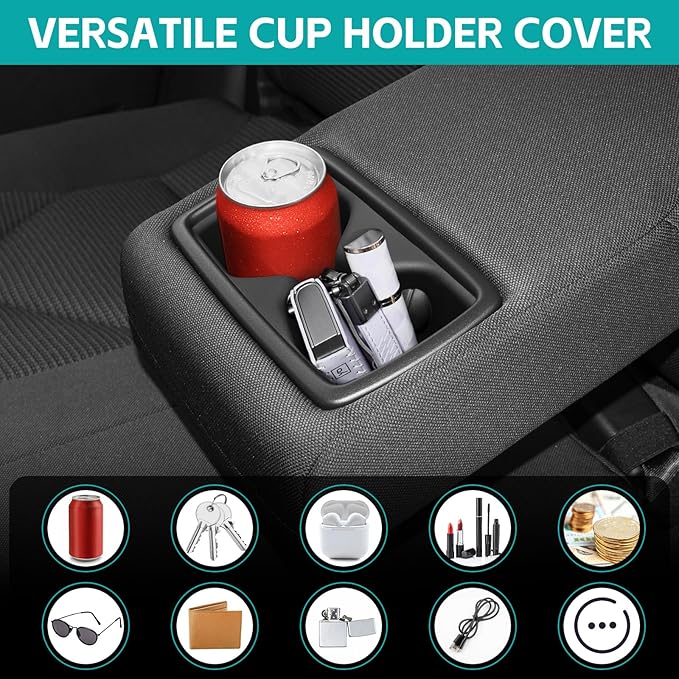 Rear Row Seat Cup Holder Organizer Compatible with 2019-2025 Toyota RAV4 Accessories, Noise-Free Water & Dust Proof TPE Insert Backseat Drink Holder for 2019-2025 RAV 4 Accessories