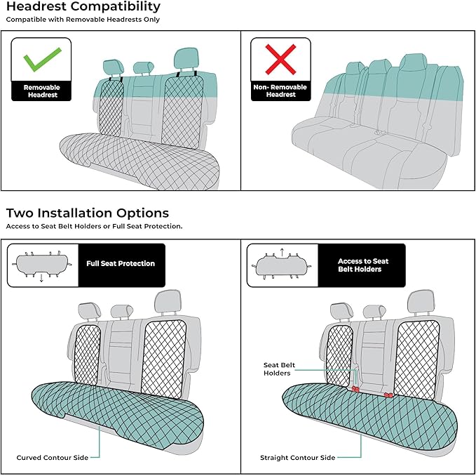 FH Group Car Seat Cover Cushion - Cars Trucks SUV, Neosupreme Car Seat Cushions, Waterproof Car Seat Cover Cushion, Universal Fit Car Seat Protector Rear Set Purple