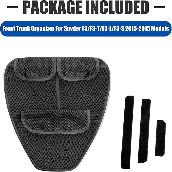 Front Trunk Organizer with Mesh Pocket for Spyder, Frunk Tool Bag Side Wall Storage Accessories for Can-Am Spyder F3 F3-S F3-T F3-L 2015-2025, (Black Style)