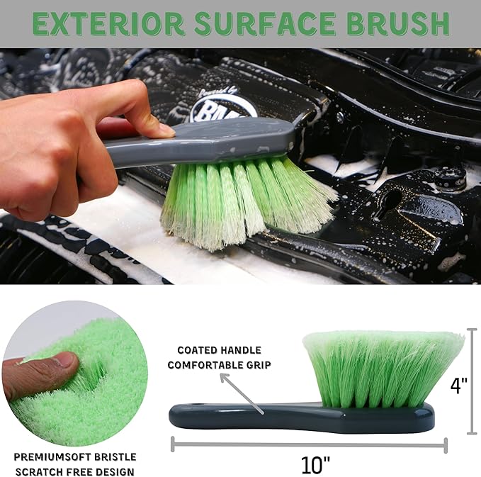 7PACK Car Engine Bay Details Cleaning Kit, Soft-bristled Engine Surface Brush,Long&Slim Bendable Brush, Edgeless Drying Towel,Finger Microfiber Applicator, Deep Cleans Engine Bay Hard to Reach Place