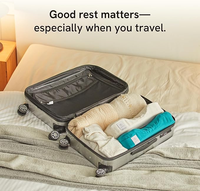 Kanuda Mini Portable Pillow (Oatmeal) – Compact Orthopedic Cervical Neck Pillow for Travel, Firm Memory Foam Support with CV4 & OCBR Therapy, Washable Cover & Storage Bag