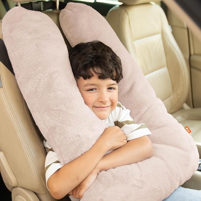Baby Uma Car Pillow for Kids - Soft 'n Cozy U-Shaped Kids Travel Pillow, Machine Washable Cover & PP Cotton Filling, Car Seat Head Support Toddler, Neck Pillows for Travel (Blush)