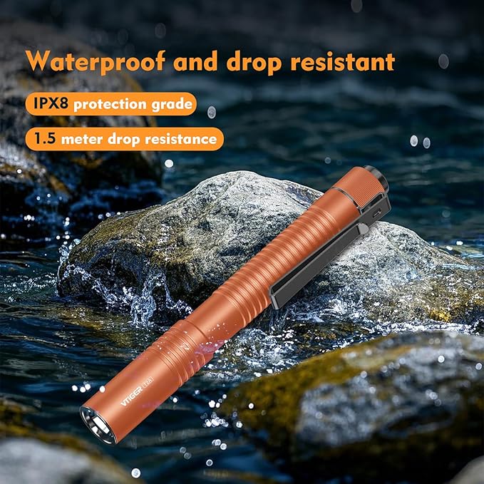 VTIGER T2A Compact EDC Flashlight,1500 High Lumens AA Rechargeable LED Flashlight, Super Bright Small Tactical Tail Switch Pocket Flash Light with Magnet for Camping,Hiking,Outdoor,Home,Emergency