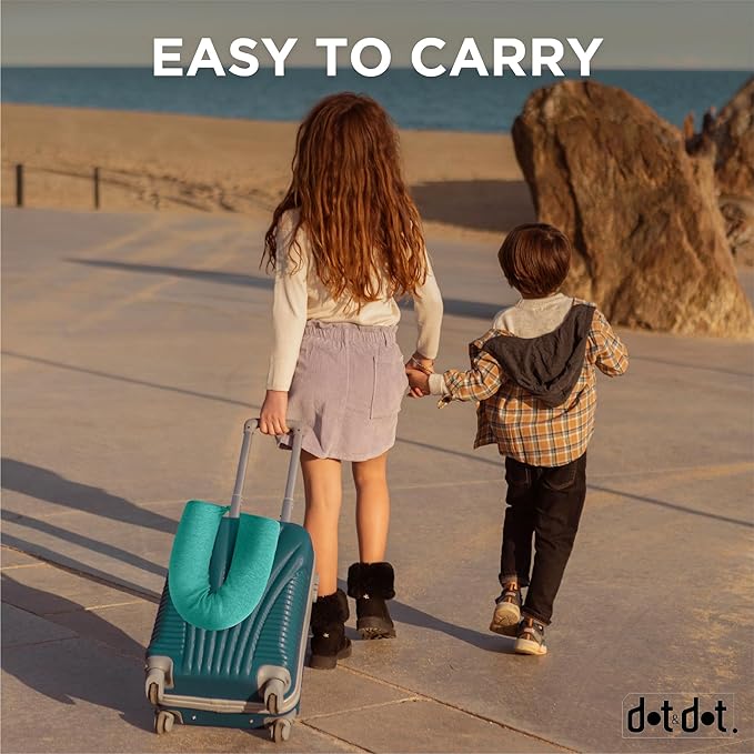 Dot&Dot Green Twist Memory Foam Kids Travel Pillow for Airplanes - Neck Pillows for Sleeping - Airplane Pillow for Neck Support, Chin, Lumbar, Leg - Adjustable Toddler Neck Pillow