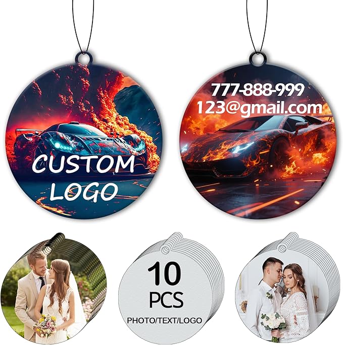 10-1000Pcs Custom LOGO Air Fresheners, Customized Bulk Car Air Freshener, Personalized Photo Company Text LOGO Air Fresheners Brand Wedding Gifts (Rount)