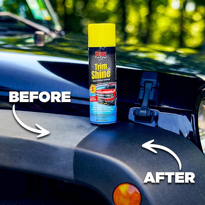 Stoner Car Care 91034 Trim Shine – Black Trim and Plastic Restorer for Cars – Vinyl and Plastic Trim Protectant Coating for Interior and Exterior Use – Fast-Drying No Sling – 12 oz