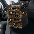 Gothic Skull Floral Car Trash Can with Lid Collapsible Reusable Waterproof Car Garage Bag,Automotive Garbage Can,Car Accessories Interior Car Organizer