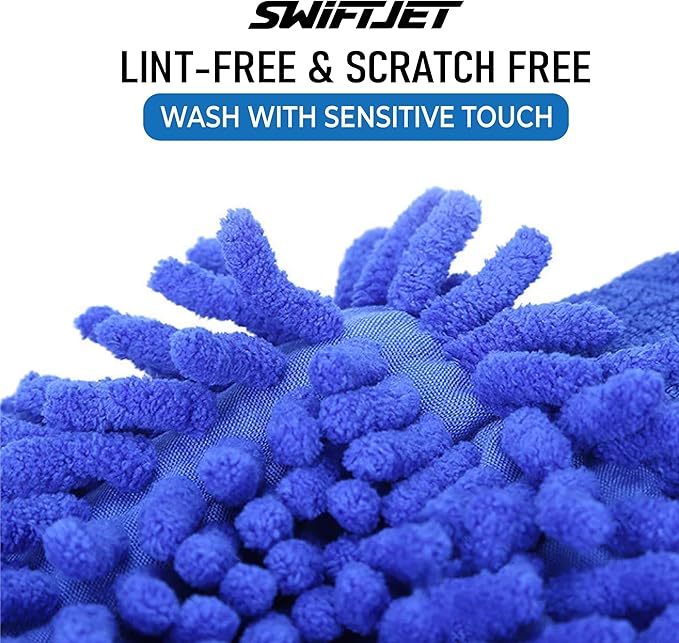 Ultra Plush Microfiber Car Wash Mitt - Scratch-Free, Lint-Free, Extra Absorbent, Machine Washable - Detailing Chenille Cleaning Mitt Perfect for Cars, Trucks, Motorcycles, and Household Surfaces