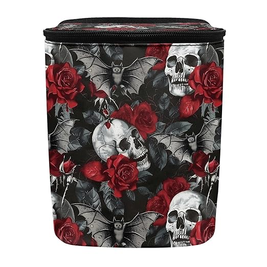 Gothic Skull Car Trash Bags for Back Seat Rose Auto Hanging Trash Can with Lid Car Trash Bag Storage Organizer Universal Automobile Interior Accessories