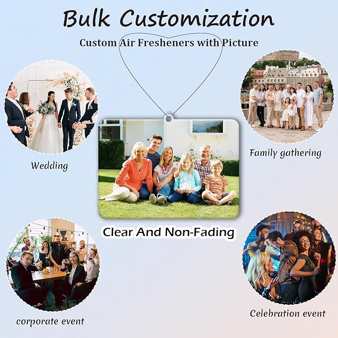 10-1000Pcs Custom LOGO Air Fresheners, Customized Bulk Car Air Freshener, Personalized Photo Company Text LOGO Air Fresheners Brand Wedding Gifts (Horizontal)