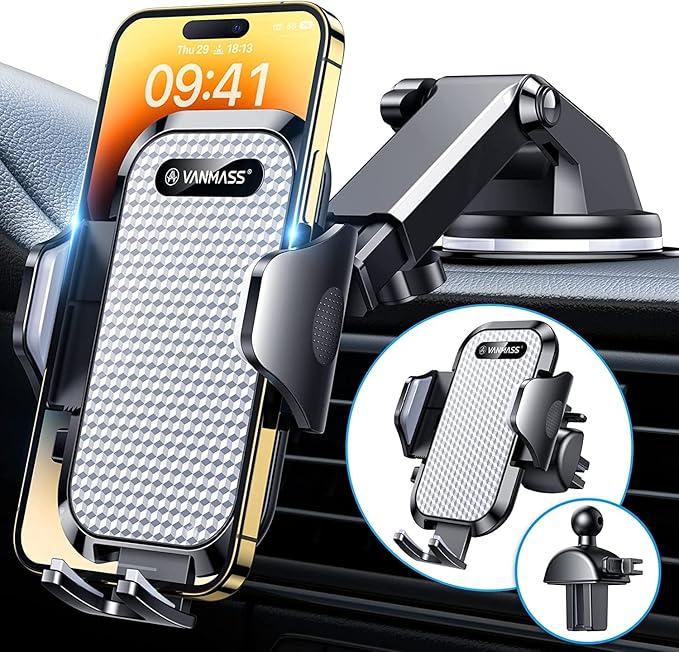 VANMASS 2026【True Military-Grade】 Phone Holders for Your Car 【90 LBS Strongest Suction & Clip】 Ultimate Cell Phone Mount Dashboard Window Vent for iPhone 17 Pro Max 16 15 14 13 Samsung Android Truck