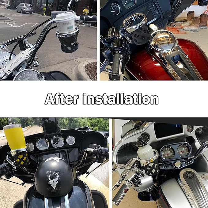 Motorcycle Cup Holder Drink Handlebar Cup Holder for Harley Dyna Sportster XL 883 1200 Softail Fat Boy Touring Road King Electra Street Tour Glide (Black)