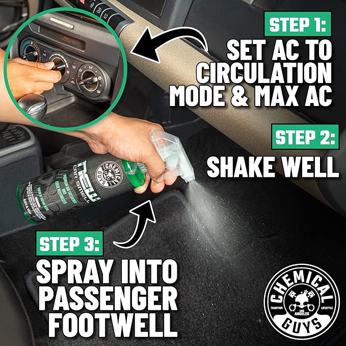 Chemical Guys New Car Smell Premium Air Freshener & Odor Eliminator - Fresh Interior Scent Spray for Cars, Trucks, SUVs, RVs, and More - Use in Home, Office, or Garage - 32 oz