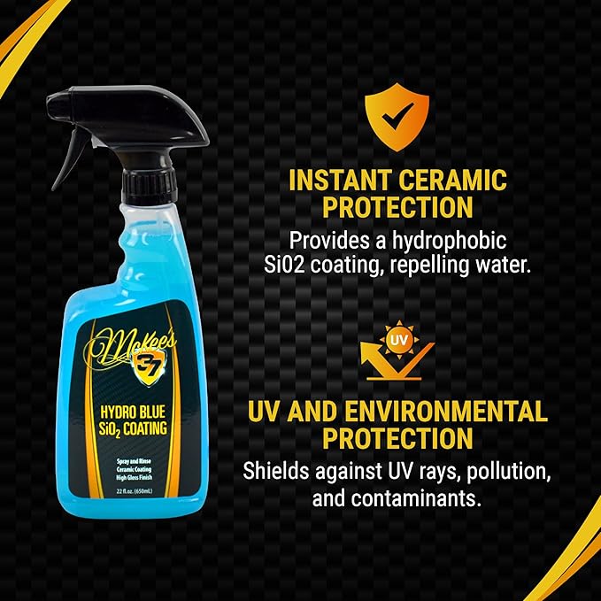 McKee's 37 - Hydro Blue SiO2 Coating | Ceramic Coating for Cars, Easy Protection & Shine Spray for Paint, Glass, Wheels, Chrome & Trim (22 oz)