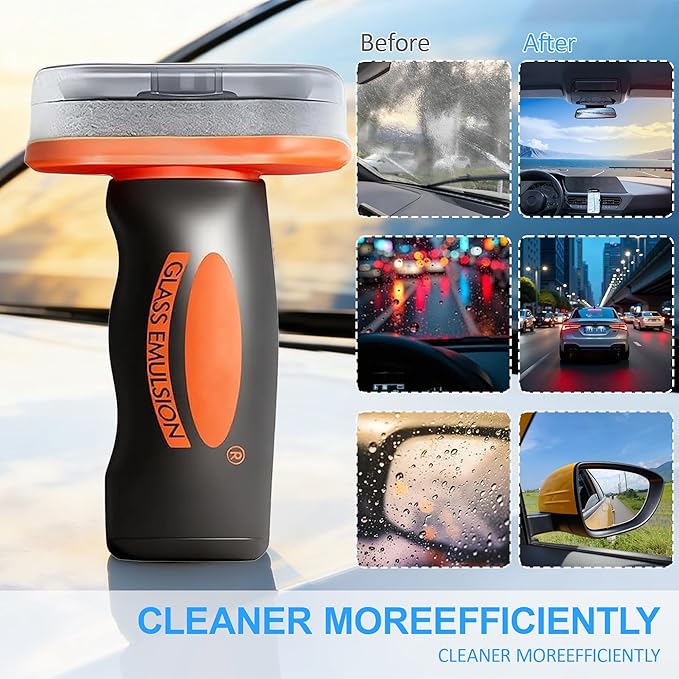 2026 New Handheld Glass Oil-Film Remover, Glass Emulsion Cleaner Cleaning Board, Automotive Oil Film Cleaning Brush for Car Windows (1 Pcs)