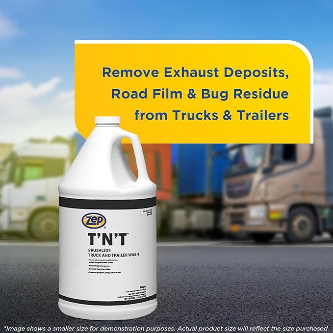 Zep TNT Brushless Truck and Trailer Wash Concentrate 5 Gal (Each) Model 481 Foamer 96 oz. - 37635 - Removes Exhaust Deposits, Road Film and Bug Residues