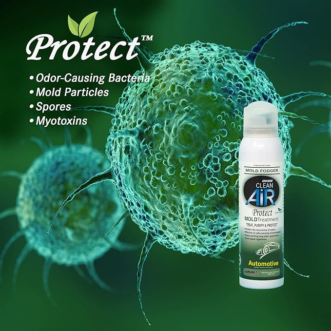 Protect™ Automotive Mold Treatment - Revitalize Your Car's Interior The Green Automotive Mold Treatment Solution. Say Goodbye to Unpleasant Odors and Hello to a Fresh and Protected Cabin (FOGGER)