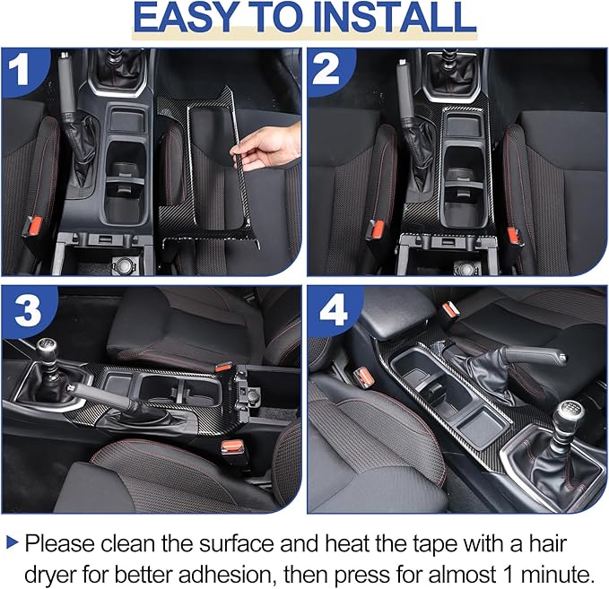 Daeiclru Car Gear Shift Panel Cup Holder Frame Cover Compatible with Subaru WRX Levorg 2022-2025, Center Console Accessories Trim (Carbon Fiber Pattern)