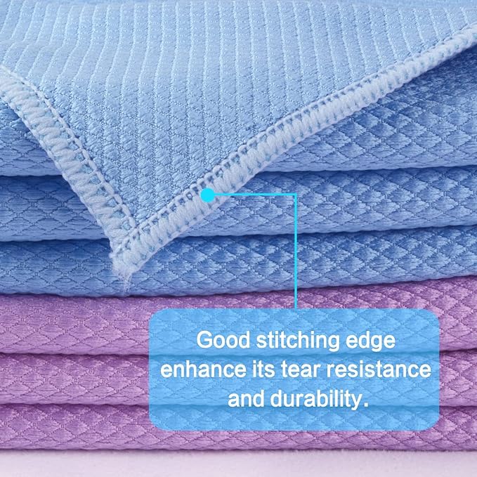 SINLAND Microfiber Glass Cleaning Cloth, 6PK, Lint Free Cleaning Cloths for Window, Car Windows, Mirrors, and Stainless Steel, Glass and Window Cleaner 16x16 Inch