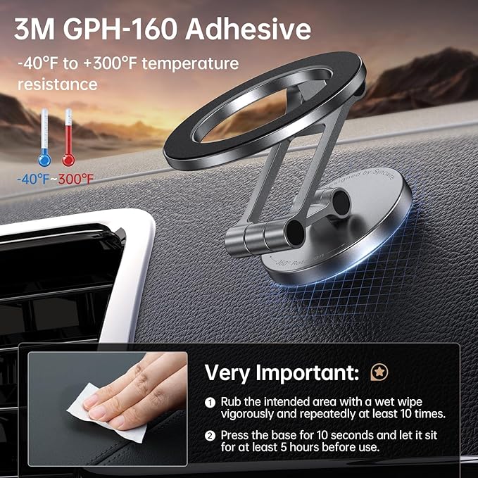 SYNCWIRE Fits MagSafe Car Mount, [All-Metal] Magnetic Phone Holder for Car, [Flexible Three-axis] 360° Rotation Magnetic Car Mount Strong Magnets Car Phone Holder for iPhone 17 16 15 14 Pro Max