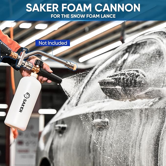 Saker Foam Cannon, 1/4 Inch Quick Connect, Power Washer Foam Cannon with 5 Pressure Washer Nozzles