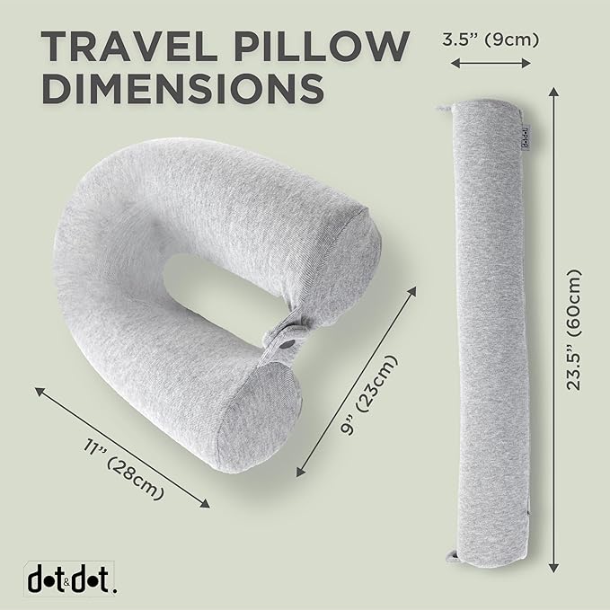 Dot&Dot Twist Memory Foam Kids Travel Pillow for Airplanes - Neck Pillows for Travel, Sleeping - Airplane Pillow for Neck Support, Chin, Lumbar, Leg - Adjustable Toddler Neck Pillow for Car Seat