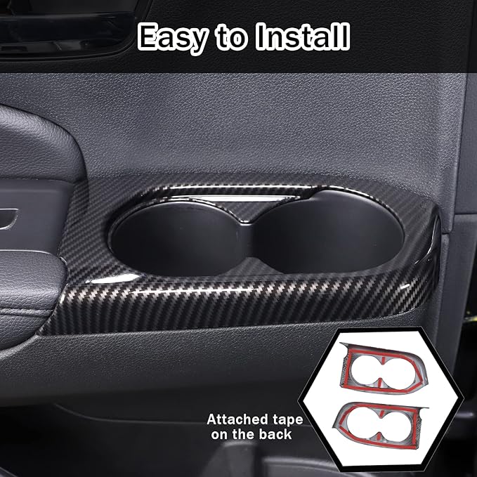 2PCS Rear Door Cup Holder Panel Frame Cover for Honda Pilot 2016-2022/ Passport 2019-2023, ABS Material Automotive 2nd Row Seat Cup Holder Cover Interior Accessories (Carbon Fiber Pattern)