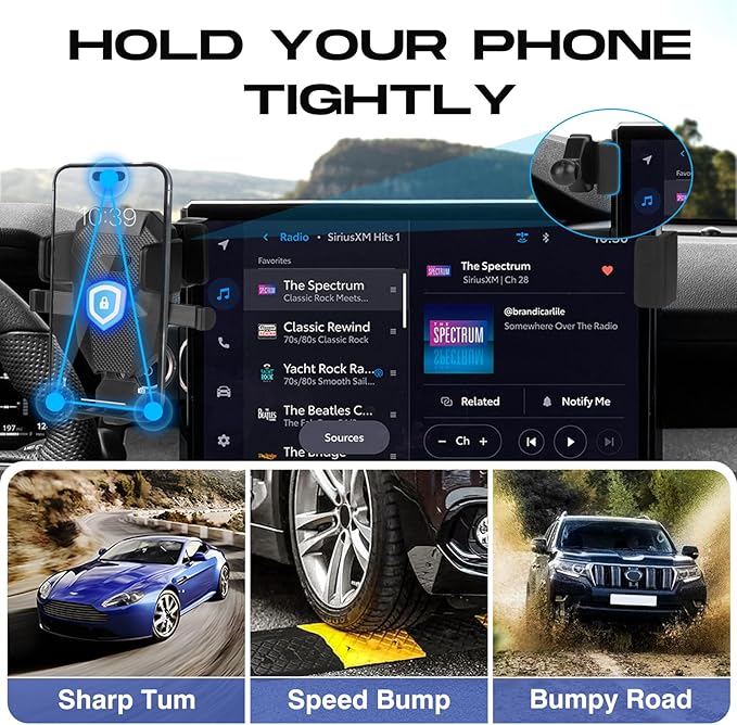 Car Phone Holder for 2024 2025 Toyota Tacoma Accessories ONLY for 14-inch Screen Tacoma Phone Mount 360° Rotation Tacoma Cell Phone Holder Hands-Free Ultra Stable