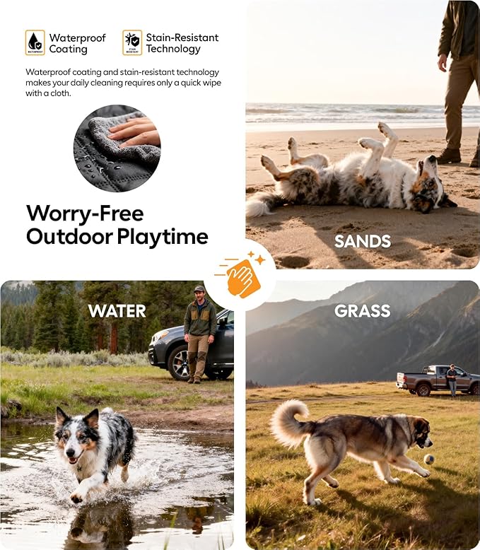 Wigoo Dog Truck Seat Cover for Back Seat, 450lb Support Hard Bottom Hammock for 1–4 Large Dogs, Waterproof & Anti-Scratch Backseat Protector, Car Bed Extender for Truck & SUV, Size-XL, Black+Orange