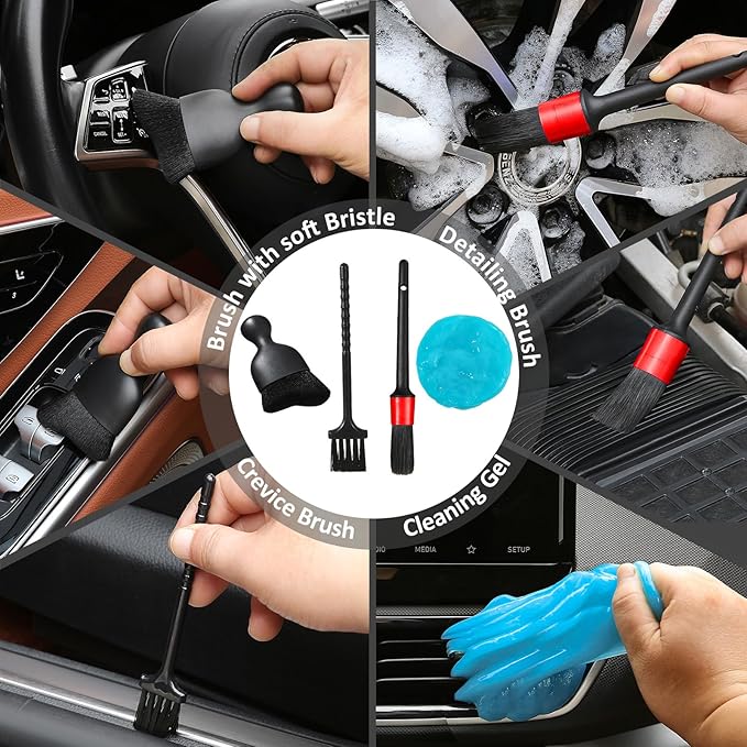 10pcs Windshield Cleaner Tool, Car Window Cleaning Wash Kit with 4 Reusable Microfiber Pads 1 Spray Bottle and Extendable Handle Auto Glass Wiper Kit, Gray