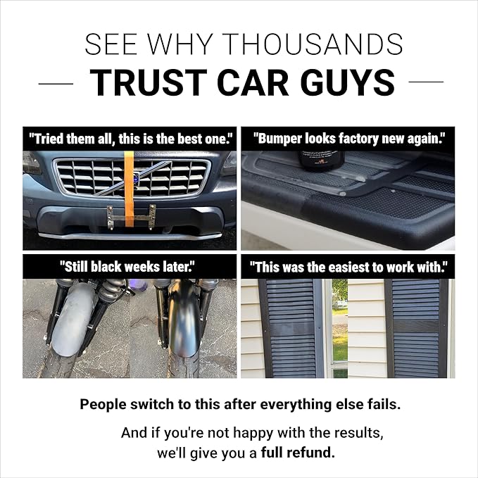 CAR GUYS Plastic Restorer | Bring Plastic, Rubber, and Vinyl Back to Life! | User Friendly Trim Restorer | Safe Auto Detailing Supplies | 8 Oz Kit with Foam Applicator