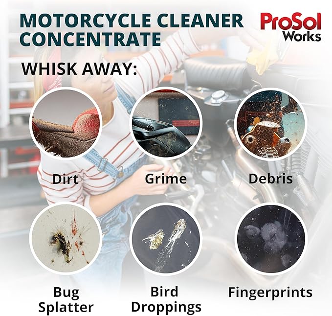 Bug Splat N' All Motorcycle Cleaner 32 fl oz - Motorcycle Cleaning Spray for Engine, Seat, Dash, & Wheel Cleaner - Effective on Oil, Dirt, Grease, Road Grime & More - Safe on All Surfaces