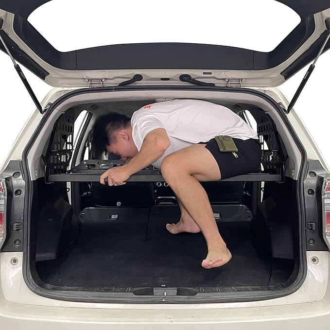 HIGH FLYING for Subaru Forester 14-18 Car Accessories Modular Storage Molle Panels System Trunk Shelf Luggage Storage Carrier Trunk Organizer Aluminum (Side Panels+Shelf with Manual Tailgate)