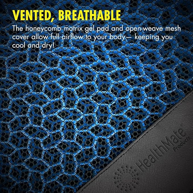 HEALTHMATE Comfy Gel Cushion Gel Seat Cushion for Long Sitting for Back, Sciatica and Tailbone Pain Relief, for Office Chair, Car, Wheelchair, Long Trips (Square)