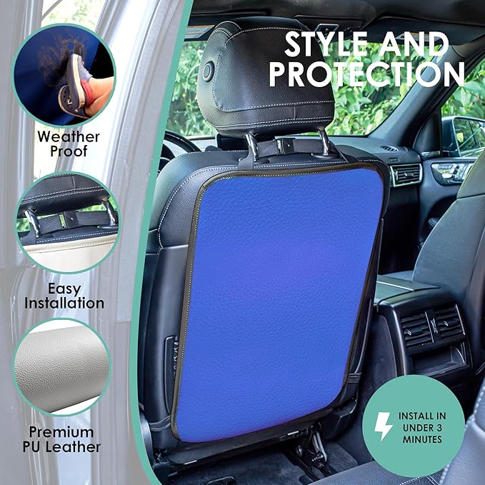 FH Group Faux Leather Auto Seat Back Kick Protectors, Heavy Duty Car Kick Mats for Kids –2-Pack Back Seat Protector for Driver and Passenger Seat, Waterproof Protection, Easy to Clean