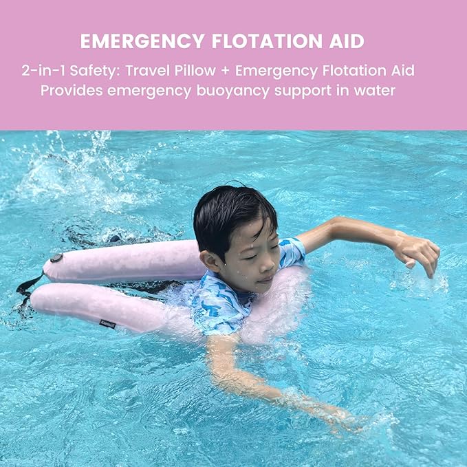 Car Pillow for Kids, Professional Inflatable Kids Car Pillow for Sleeping Carseat Travel - Safe, Reliable - Inflatable Travel Pillows for Kid Adult Car Seats Pink