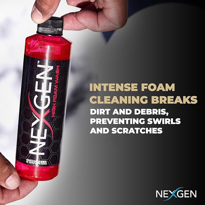 Nexgen High Foam Car Wash (8oz) - Professional-Grade, pH-Balanced car soap for Spotless Shine - On-the-Go Car Detailing - Car Cleaning Supplies - Safe for Coated, Waxed & Sealed Finishes