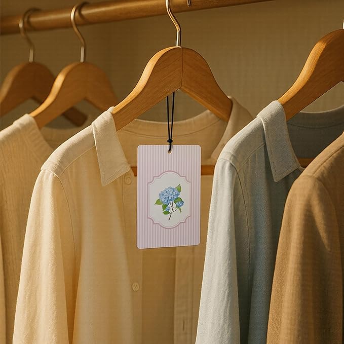 Rustic Blue Hydrangeas Floral Car Air Freshener 4 Pcs, Retro Cottagecore Flower Pink Striped Air Freshener Hanging for Cars Books Closet Drawer Bathroom, Preppy Girly Car Accessories for Women