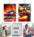 100Pcs Custom Logo Car Bulk Air Fresheners, Double-Sided Custom Air Fresheners with Picture, Personalized Air Freshener for Car, Suitable for Custom Gifts for Branding Business Events (Rectangle)