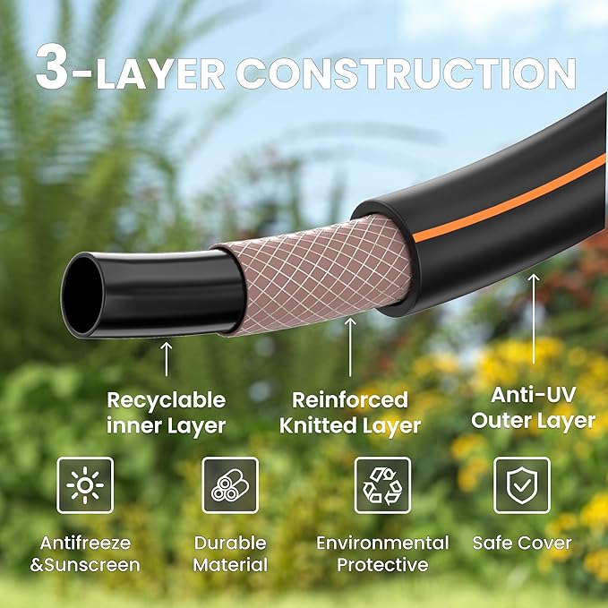 Giraffe Tools Leader Hose 6ft x 5/8", Short Water Hose for Hose Reel Connecting, Lightweight, Flexible with Female Female Fittings